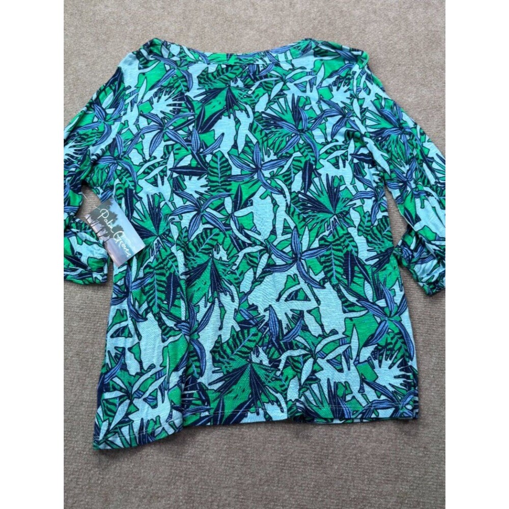 NWT Palm Grove Tropical Leaf Print Slub Knit Tunic 3/4 Sleeves Size Medium - Picture 7 of 7